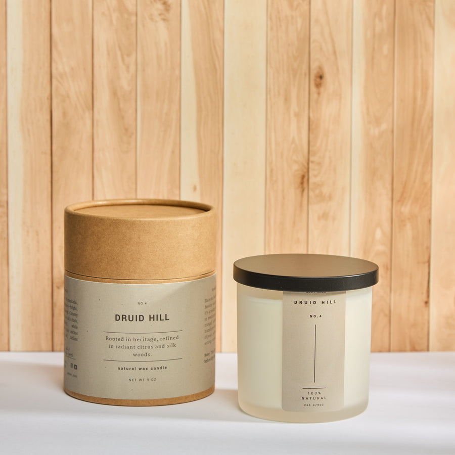 Druid Hill: Bold Citrus & Sandalwood. For Rooms with Movement and Light.