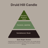 Druid Hill: Bold Citrus & Sandalwood. For Rooms with Movement and Light.